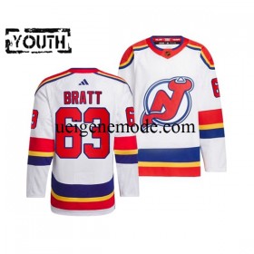 Kinder New Jersey Devils Eishockey Trikot JESPER BRATT 63 Adidas 2022-2023 Reverse Retro Weiß Authentic
